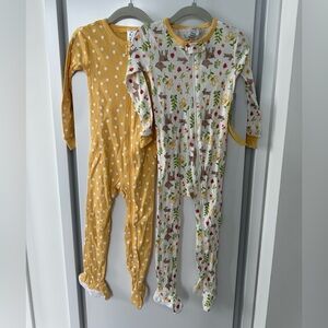 NEW WITH TAGS Yellow Polka Dot and Animal Print Footies by Gerber (Set of 2)